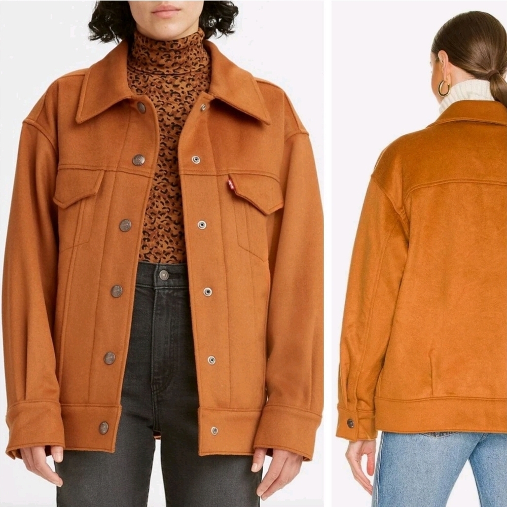 Levi's Women's Varsity Trucker Glazed Ginger Wool Blend Jacket Size S Oversized